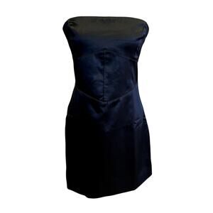 NWT Forever 21 Black Satin Corset Back Tube Dress XL